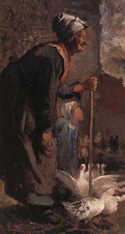  Old Woman with Geese